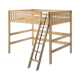 BEEFY XL NS : Standard Loft Beds Queen High Loft Bed with Angled Ladder on Front, Slat, Natural