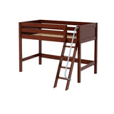 CHAP CP : Standard Loft Beds Twin Mid Loft Bed with Angled Ladder on Front, Panel, Chestnut
