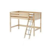 CHAP NP : Standard Loft Beds Twin Mid Loft Bed with Angled Ladder on Front, Panel, Natural