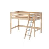 CHAP NS : Standard Loft Beds Twin Mid Loft Bed with Angled Ladder on Front, Slat, Natural