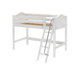 CHAP WC : Standard Loft Beds Twin Mid Loft Bed with Angled Ladder on Front, Curve, White
