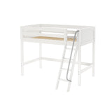 CHAP WP : Standard Loft Beds Twin Mid Loft Bed with Angled Ladder on Front, Panel, White