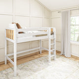 CHIP MWS : Standard Loft Beds Modern Twin Mid Loft Bed with Straight Ladder on Front