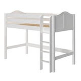 CHIP WC : Standard Loft Beds Twin Mid Loft Bed with Straight Ladder on Front, Curve, White