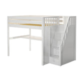 ENORMOUS11 WP : Storage & Study Loft Beds Full High Loft Bed with Stairs + Desk, Panel, White