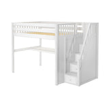 ENORMOUS11 WS : Storage & Study Loft Beds Full High Loft Bed with Stairs + Desk, Slat, White
