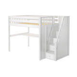 ENORMOUS11 XL WS : Storage & Study Loft Beds Full XL High Loft Bed with Stairs + Desk, Slat, White