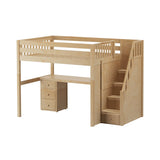 ENORMOUS12 NS : Storage & Study Loft Beds Full High Loft Bed with Stairs + Desk, Slat, Natural