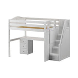 ENORMOUS12 WC : Storage & Study Loft Beds Full High Loft Bed with Stairs + Desk, Curve, White