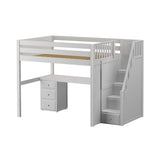ENORMOUS12 WP : Storage & Study Loft Beds Full High Loft Bed with Stairs + Desk, Panel, White