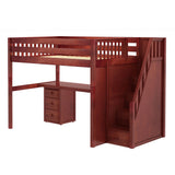 ENORMOUS12 XL CS : Storage & Study Loft Beds Full XL High Loft Bed with Stairs + Desk, Slat, Chestnut