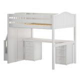 ENORMOUS13 WC : Storage & Study Loft Beds Full High Loft Bed with Stairs + Desk, Curve, White