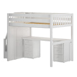 ENORMOUS13 WS : Storage & Study Loft Beds Full High Loft Bed with Stairs + Desk, Slat, White