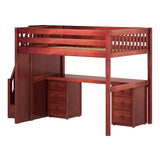 ENORMOUS13 XL CS : Storage & Study Loft Beds Full XL High Loft Bed with Stairs + Desk, Slat, Chestnut