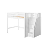 ENORMOUS WS : Staircase Loft Beds Full High Loft Bed with Stairs, Slat, White