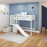 FILIHANKAT XL WC : Play Loft Beds Twin XL High Loft Bed with Slide Platform, Curve, White