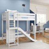 FILIHANKAT XL WS : Play Loft Beds Twin XL High Loft Bed with Slide Platform, Slat, White