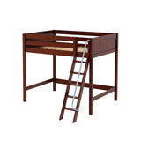 GIANT CP : Standard Loft Beds Full High Loft Bed with Angled Ladder on Front, Panel, Chestnut