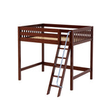 GIANT CS : Standard Loft Beds Full High Loft Bed with Angled Ladder on Front, Slat, Chestnut