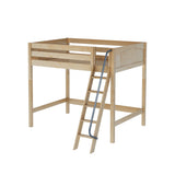 GIANT NP : Standard Loft Beds Full High Loft Bed with Angled Ladder on Front, Panel, Natural