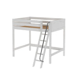 GIANT WP : Standard Loft Beds Full High Loft Bed with Angled Ladder on Front, Panel, White