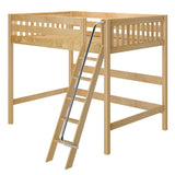 GIANT XL NS : Standard Loft Beds Full XL High Loft Bed with Angled Ladder on Front, Slat, Natural