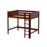 GRAND CP : Standard Loft Beds Full High Loft Bed with Straight Ladder on Front, Panel, Chestnut