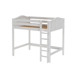 GRAND WC : Standard Loft Beds Full High Loft Bed with Straight Ladder on Front, Curve, White