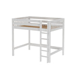 GRAND WS : Standard Loft Beds Full High Loft Bed with Straight Ladder on Front, Slat, White