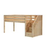 GREAT NP : Staircase Loft Beds Twin Low Loft Bed with Stairs, Panel, Natural
