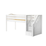 GREAT WC : Staircase Loft Beds Twin Low Loft Bed with Stairs, Curve, White