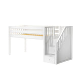GREAT WS : Staircase Loft Beds Twin Low Loft Bed with Stairs, Slat, White
