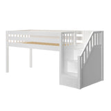GREAT XL WS : Staircase Loft Beds Twin XL Low Loft Bed with Stairs, Slat, White