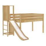 HOCUS NP : Play Loft Beds Twin Low Loft Bed with Slide Platform, Panel, Natural