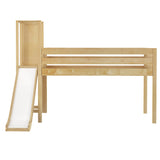 HOCUS NS : Play Loft Beds Twin Low Loft Bed with Slide Platform, Slat, Natural