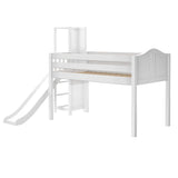 HOCUS WC : Play Loft Beds Twin Low Loft Bed with Slide Platform, Curve, White