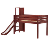 HOCUS XL CS : Play Loft Beds Twin XL Low Loft Bed with Slide Platform, Slat, Chestnut