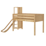 HOCUS XL NP : Play Loft Beds Twin XL Low Loft Bed with Slide Platform, Panel, Natural