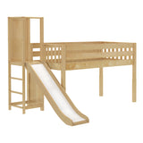 HOCUS XL NS : Play Loft Beds Twin XL Low Loft Bed with Slide Platform, Slat, Natural