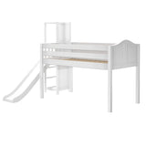 HOCUS XL WC : Play Loft Beds Twin XL Low Loft Bed with Slide Platform, Curve, White