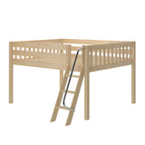 JET RIDE XL NS : Standard Loft Beds Queen Low Loft Bed with Angled Ladder on Front, Slat, Natural