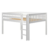JOY RIDE XL WS : Standard Loft Beds Queen Low Loft Bed with Straight Ladder on Front, Slat, White