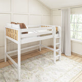 KING MWS : Standard Loft Beds Modern Full Mid Loft Bed with Straight Ladder on Front