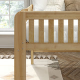 KING XL NS : Standard Loft Beds Full XL Mid Loft Bed with Straight Ladder on Front, Slat, Natural