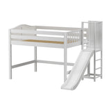 NICHE WC : Play Loft Beds Full Mid Loft Bed with Slide Platform, Curve, White