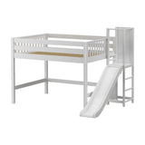 NICHE WS : Play Loft Beds Full Mid Loft Bed with Slide Platform, Slat, White