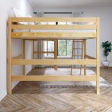 PINNACLE XL NS : Corner Loft Beds Queen + Twin XL High Corner Loft with Straight Ladder and Angled Ladder, Slat, Natural