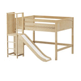 RAVINE NP : Play Loft Beds Full Mid Loft Bed with Slide Platform, Panel, Natural