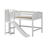 RAVINE WC : Play Loft Beds Full Mid Loft Bed with Slide Platform, Curve, White