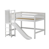 RAVINE WS : Play Loft Beds Full Mid Loft Bed with Slide Platform, Slat, White